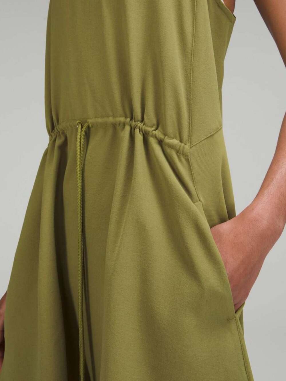 Lululemon Mesh Overlay High Neck Dress - Bronze Green - Size 6 EUC - Picture 3 of 16